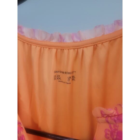 Denim & Co Canyon Retreat Mesh Flutter Sleeve Midi Dress Peach 2X A642452 NWOT - Picture 5 of 9